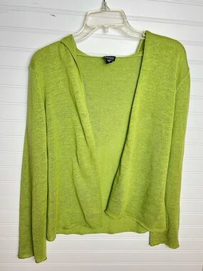 Eileen Fisher Lime Open-Front Knit Cardigan Size S